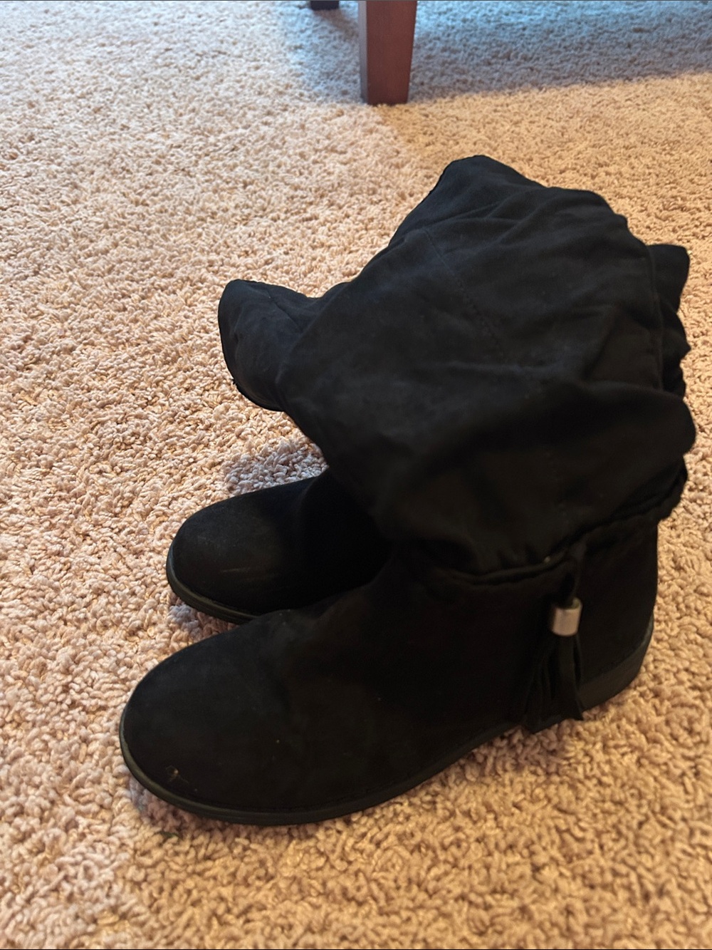 Women’s Black Suede Slouchy Ankle Heeled Boots